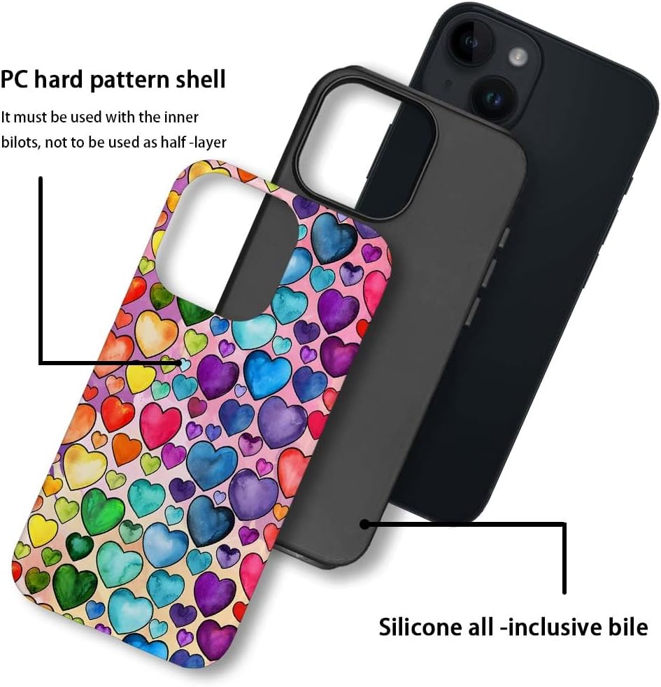 SEized Case Compatible with for iPhone 15 Plus,Colorful Heart Lovely Cute Pink Phone Case for Girl Women Boy Men,Durable Protection Case for iPhone 15 Plus