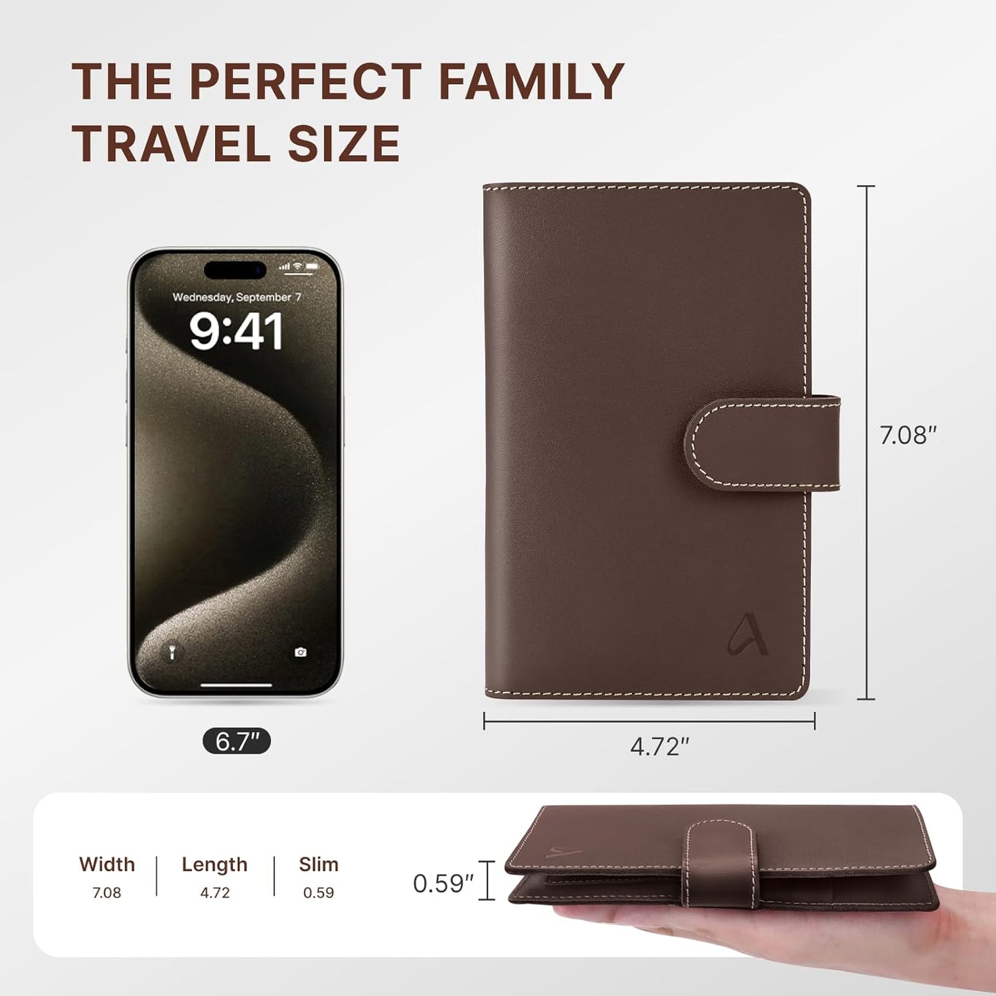 ALLIVE Family Passport Holder, RFID Blocking Passport Wallet with AirTag holder, Genuine Leather Travel Document Organizer for Women & Men, Airport Essentials, Travel Gift (Coffee Brown)
