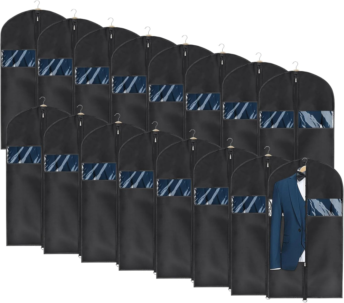 Univivi 16 Pack Suit Garment Bag for Men, 40-Inch Suit Cover Bag Garment Bag for Multiple Suits for