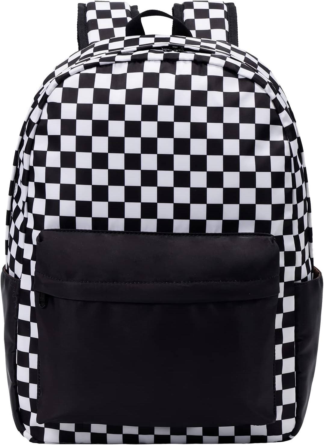 Checkered Backpack - School Backpack for Kids, Large Capacity, Waterproof, Lightweight, Black