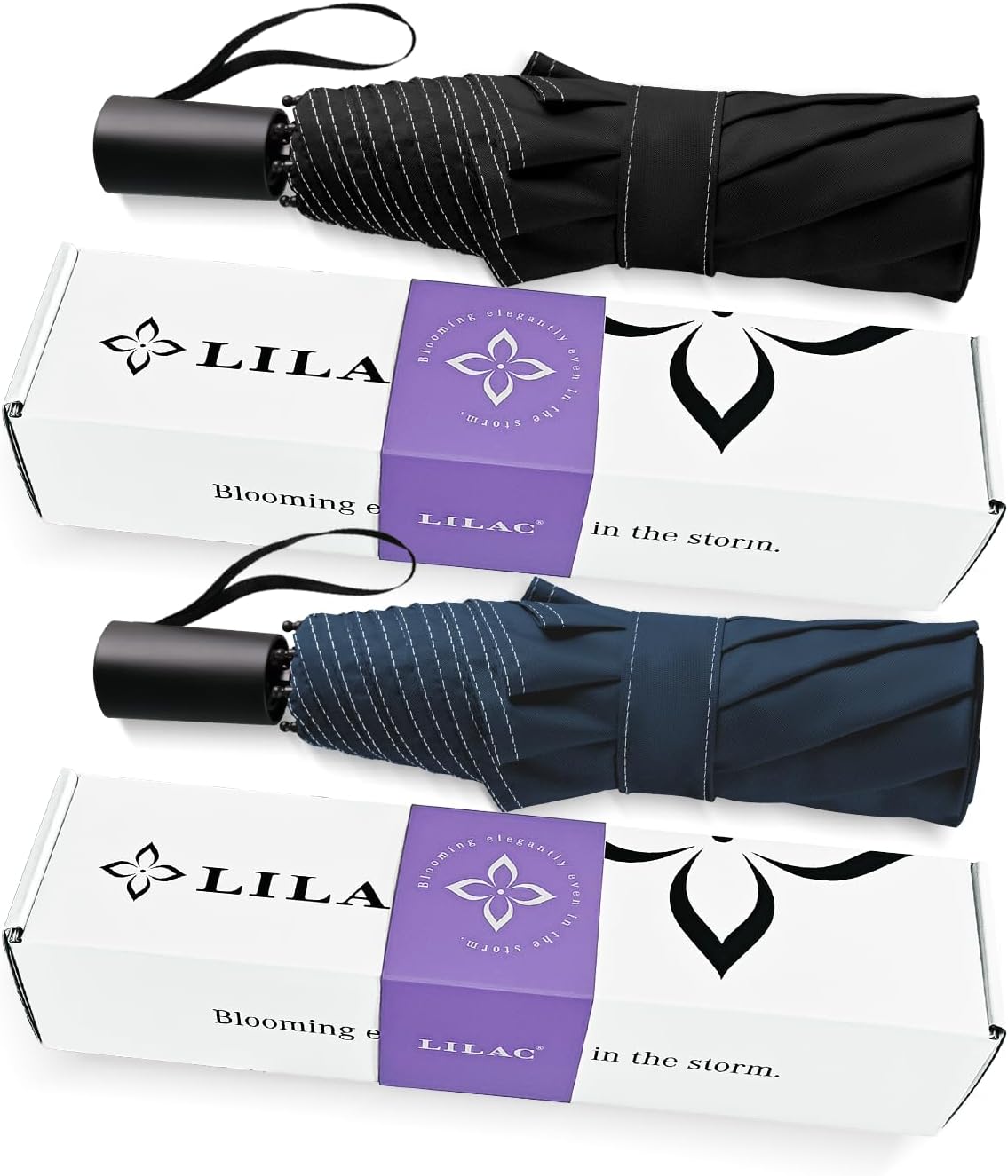 Windproof Travel Mini Umbrella - Manual Open Close with No Rebound for Seniors & Kids, Small Compact and Portable for Rain, Reflective Design for Night Safety Men & Women