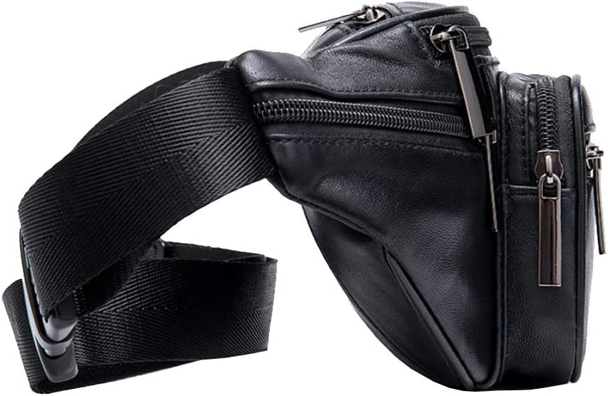 Hebetag Leather Fanny Pack Waist Bag for Men Women Travel Hiking Running Hip Bum Belt Slim Cell Phone Purse Wallet Pouch