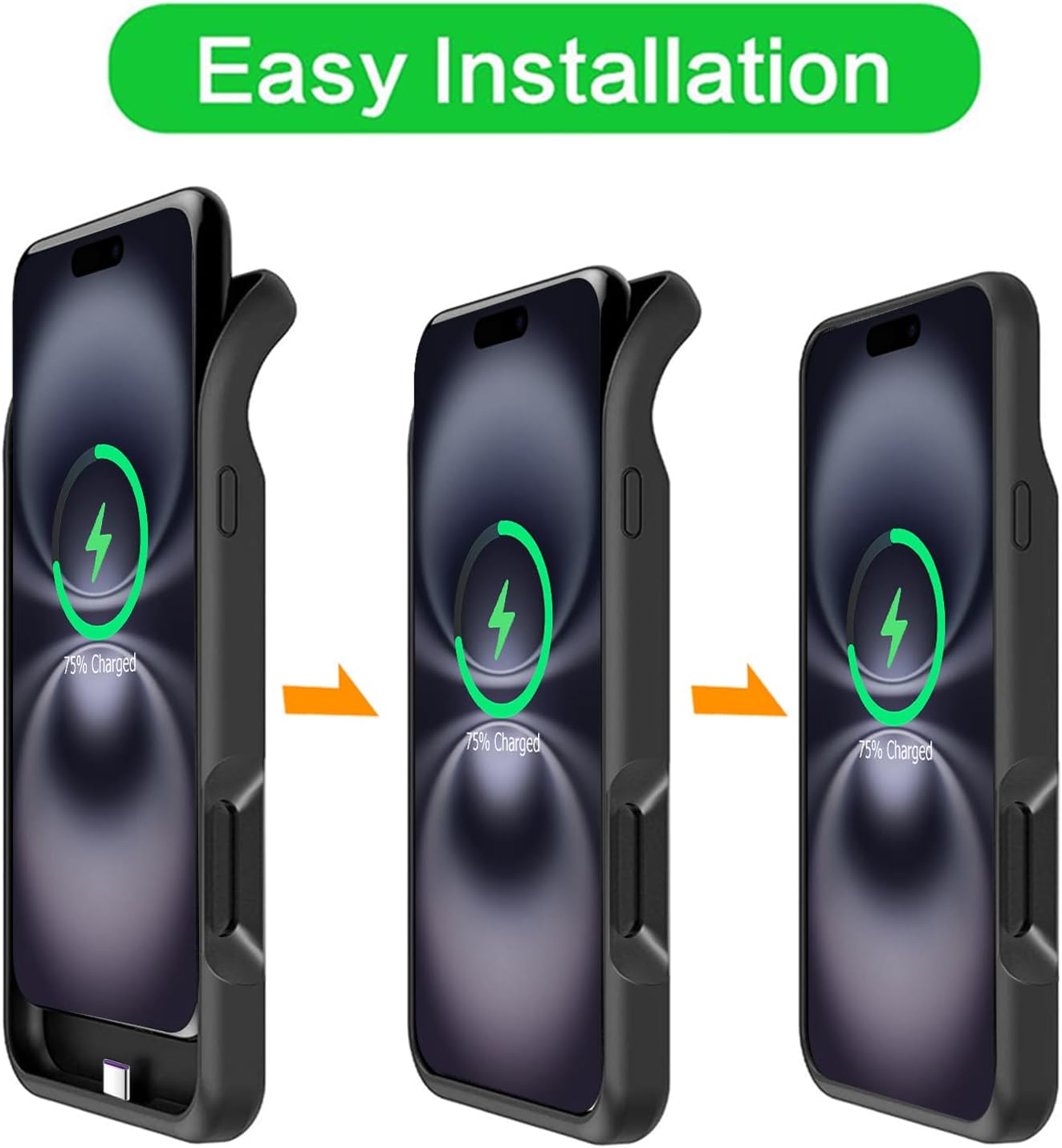 Battery Case for iPhone 16, Upgraded 10000mAh Rechargeable Portable Charging Case with Wireless Charging Compatible for iPhone 16 (6.1 inch) with Carplay Extended Battery Pack Charger Case (Black)