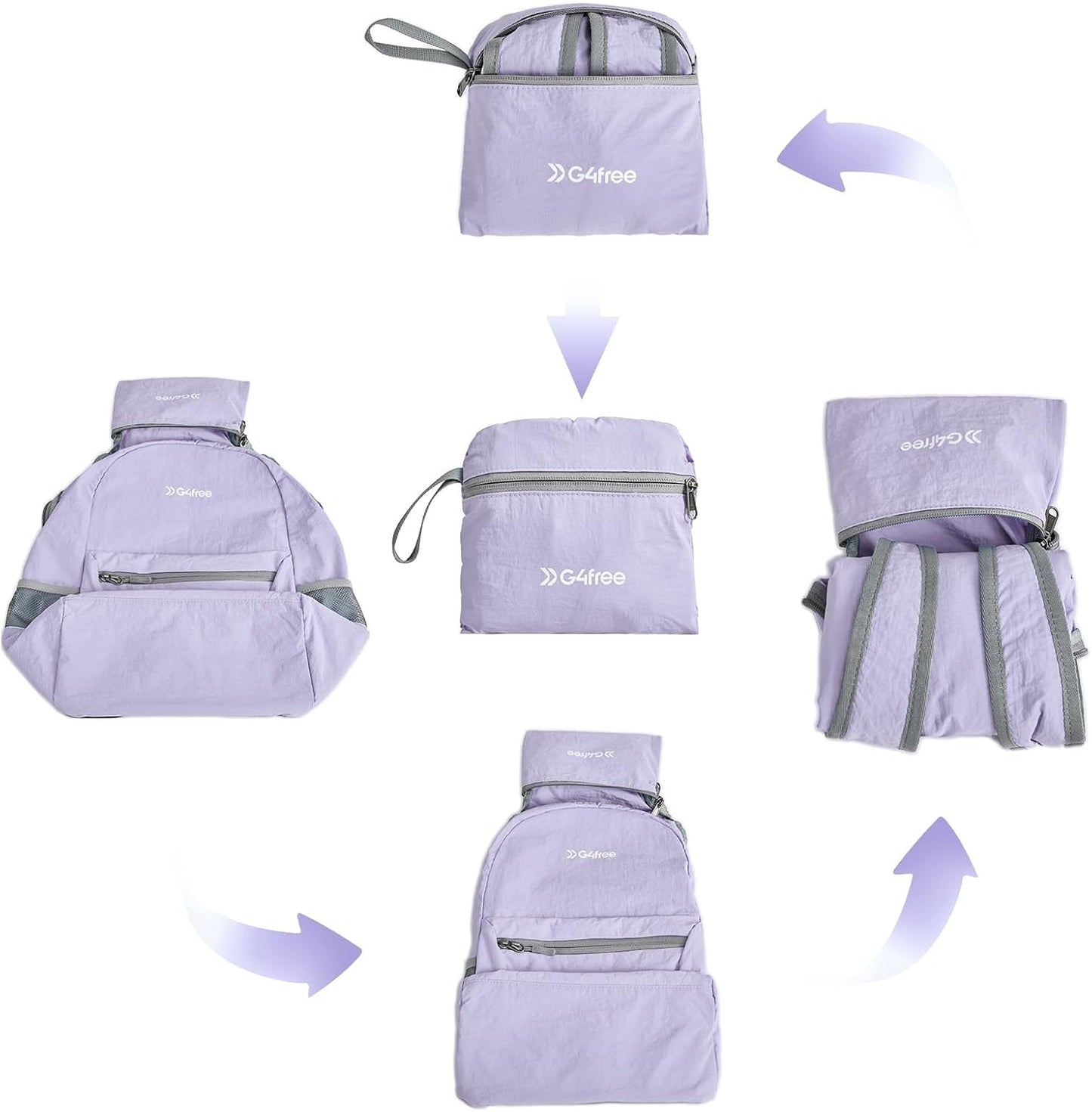 G4Free 20L Lightweight Packable Backpack Travel Hiking Daypack Foldable Backpack for Men Women(Light Purple)