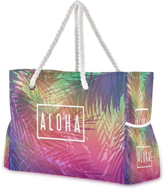 senya Large Beach Shoulder Bags Canvas Tote Water Resistant for Gym Travel Daily