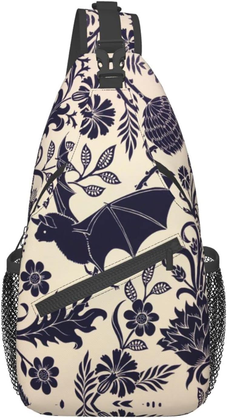 Halloween Bat Sling Bag For Men Women Shoulder Backpack Chest Bags Crossbody Daypack For Hiking Camping Outdoor Trip