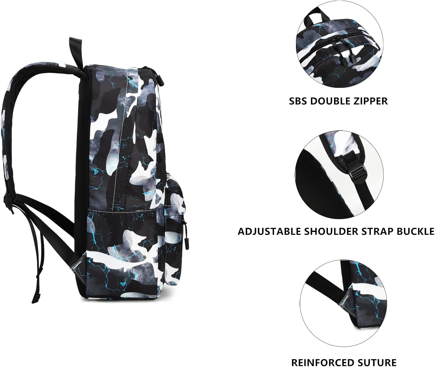 Lmwzh Backpack For Boys Girls Elementary Waterproof teen School Bags Kids Bookbag Lightweight Camo Black