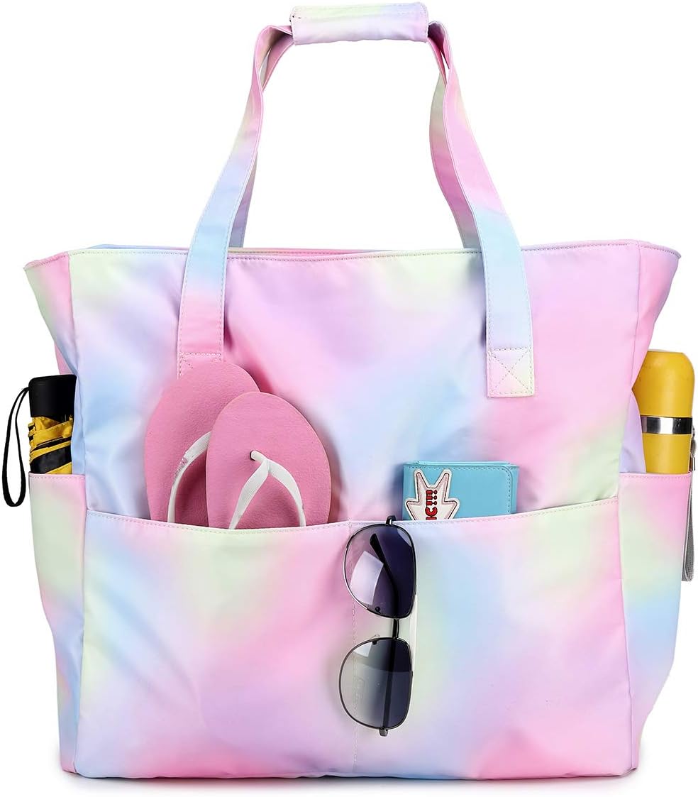 Beach Pool Bags Tote for Women Ladies Large Gym Tote Carry On Bag With Wet Compartment for