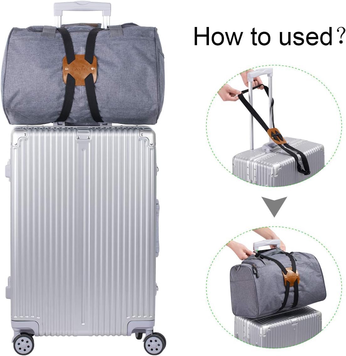 Adjustable Luggage Straps for Suitcases Add a Bag High Elastic Travel Bag Bungees Connecting Carry On Bag TSA Approved (4 Pack Brown)