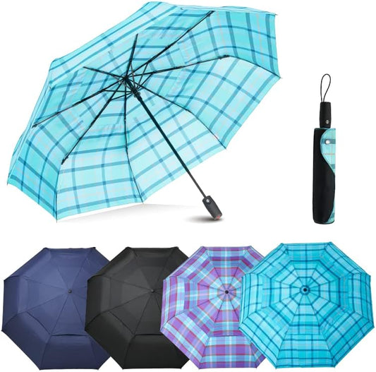 Edinburgh Large Windproof Travel Umbrella - Wind Resistant, Automatic, Strong Build to Last Steel and Fiberglass Rib, Umbrellas for Rain for Men and Women - 54 Inch Double Vented Canopy Big Enough To Fit In 2 Adults - Auto Open Close