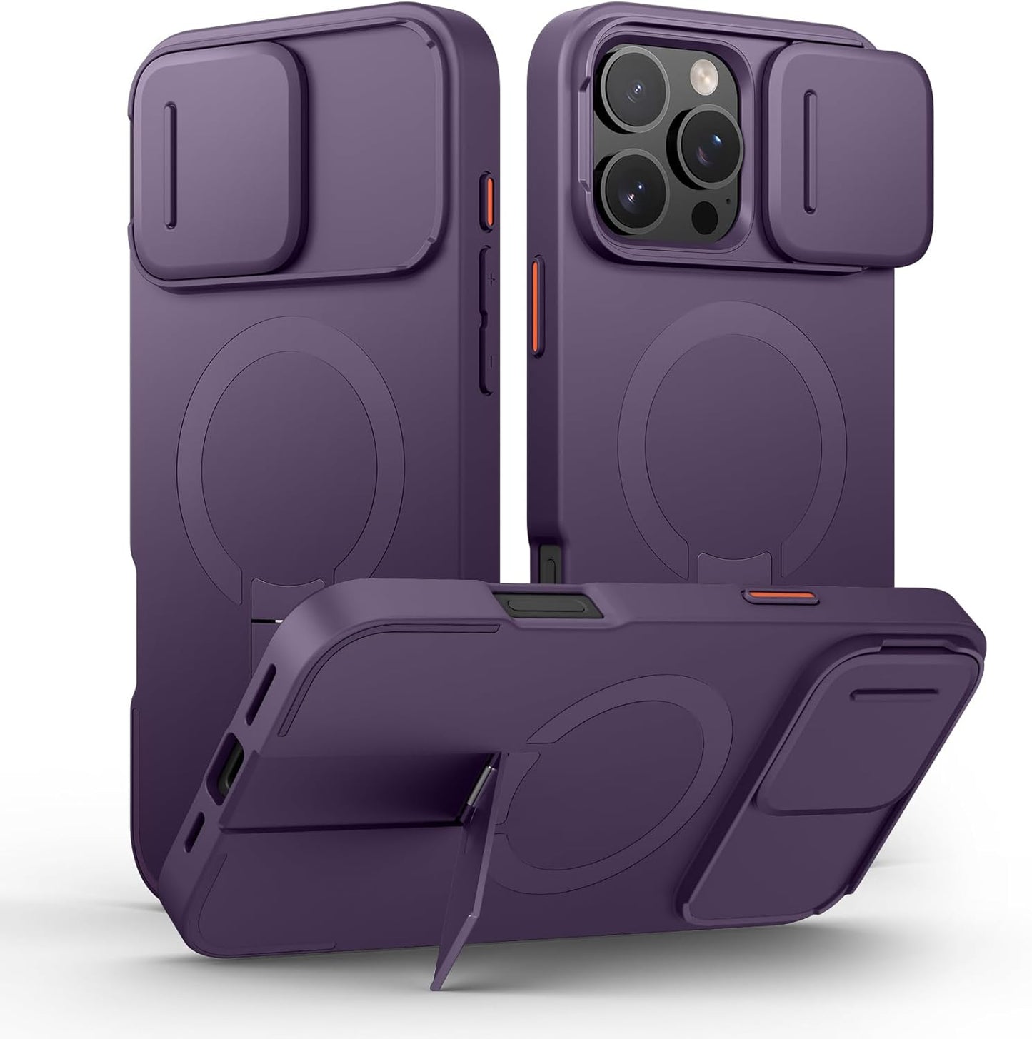 SURITCH for iPhone 16 Pro Max Case with Magnetic Camera Slide Cover and Adjustable Kickstand