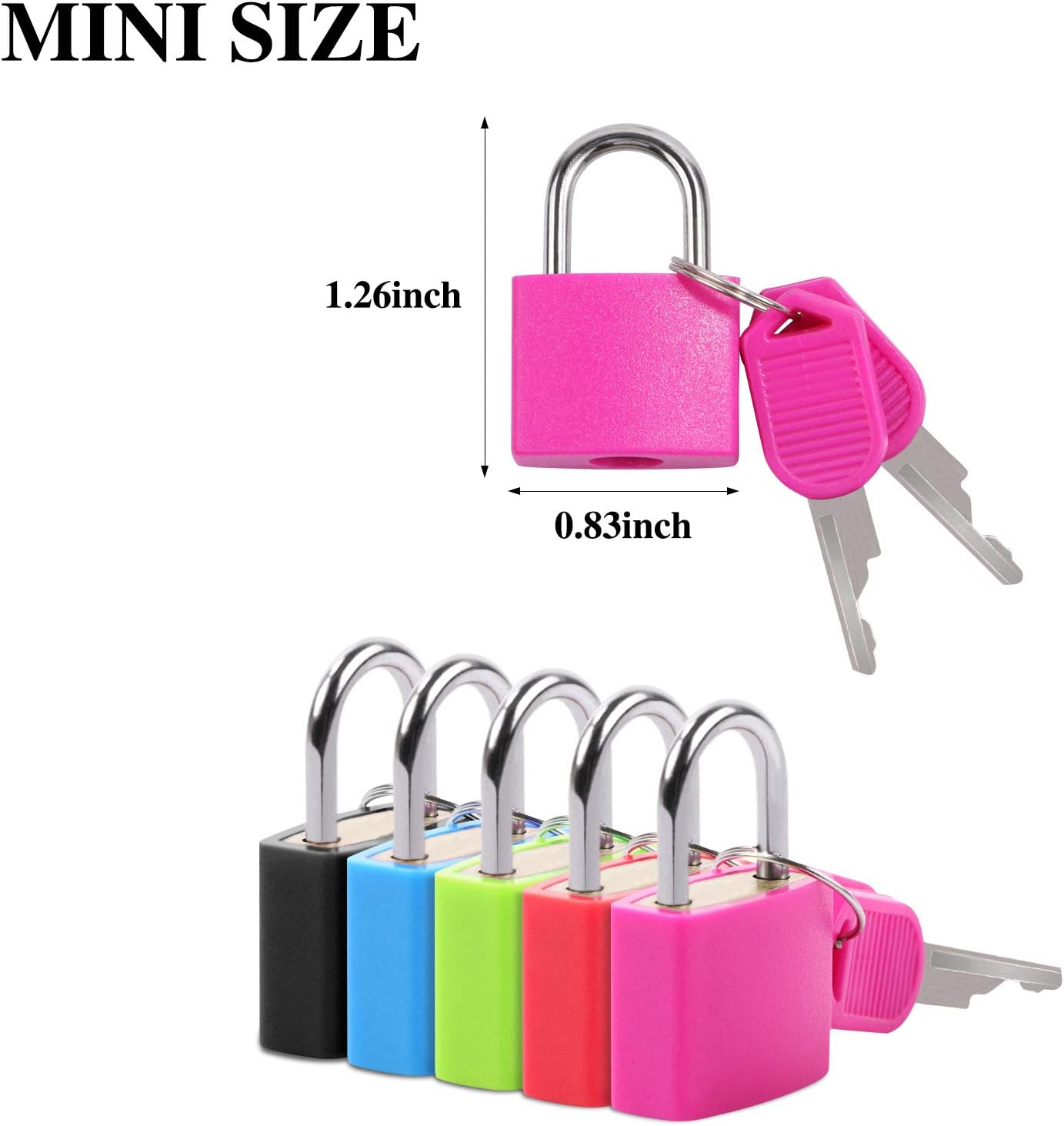 Mini Padlock with Keys, BENBO 5 Packs Multicolor Luggage Locks Small Suitcase Locks Metal Mini Padlocks Schoolbag Locker Backpack Padlock for School Gym, 1.2×0.9Inch