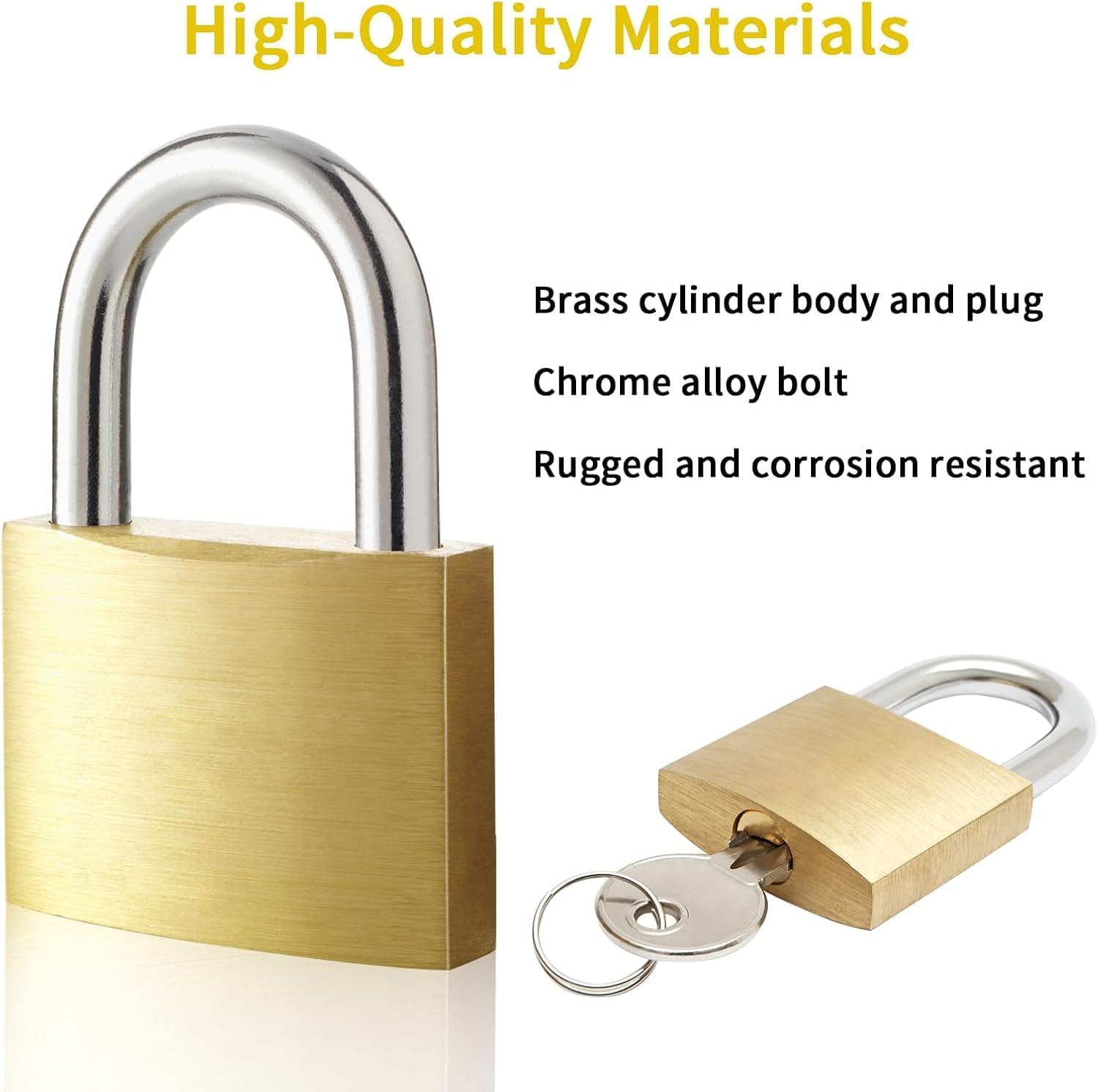 8pcs Solid Brass Padlock with Key, Small Pad Lock with Key, Padlocks with 24 Same Keys, Storage