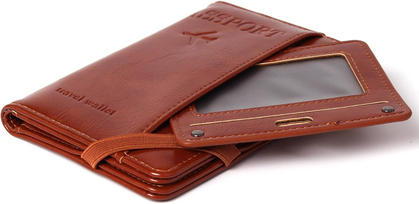 RFID Passport Wallet, RFID Passport Holder for Wallet, Essential Travel Anti-Theft Wallet Storage Case, Anti-Theft Protective Case,Brown