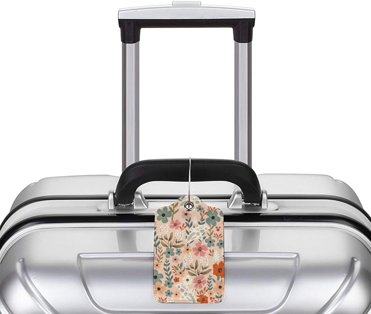 2 Pack Luggage Tags for Suitcase, Privacy Cover ID Label with Stainless Steel and Address Card for Travel Bag Backpack Cruise Ship Essentials Tag Women Girls - Vintage Pigeon Flower Floral