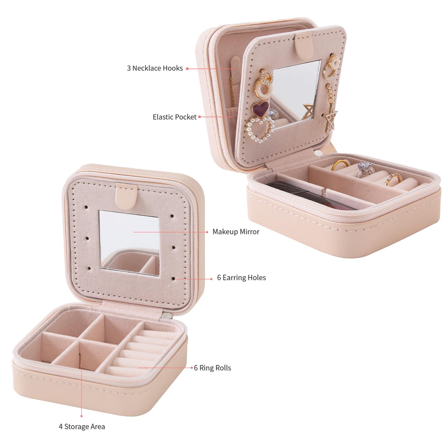 KElofoN Travel jewelry case Travel jewelry box Travel Jewelry Organizer Small box Gift for Girls