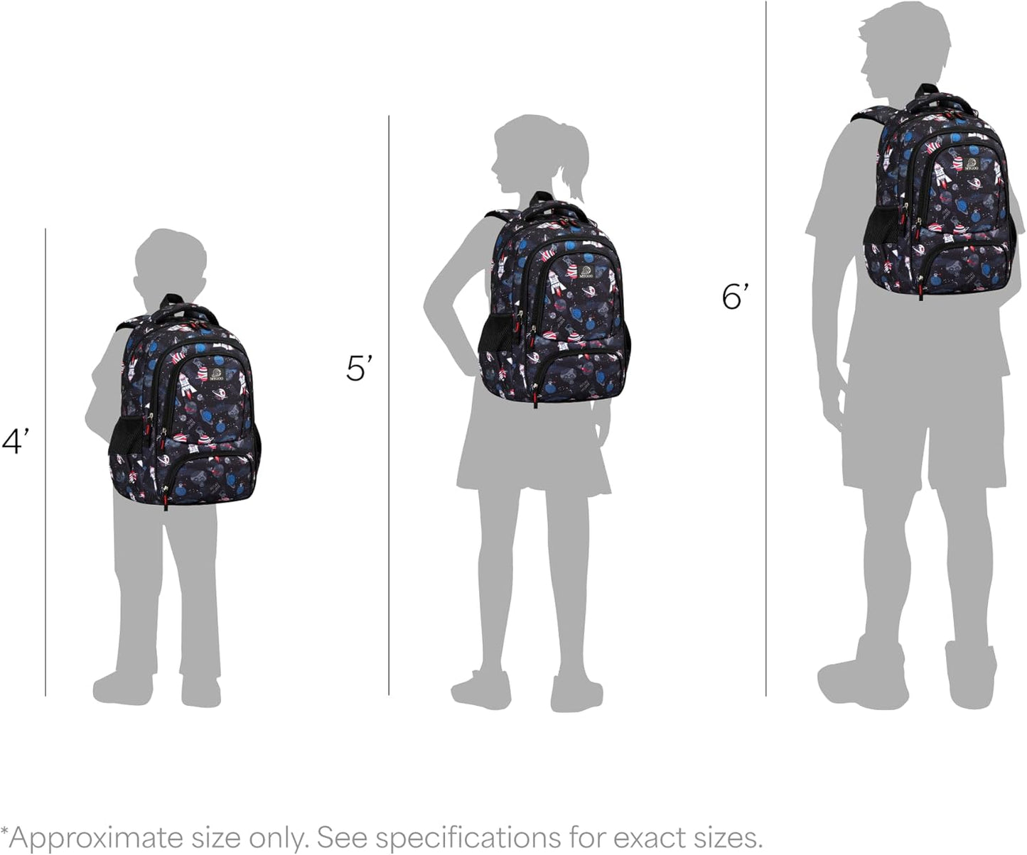 Kids Backpack - Astro Black | Durable Elementary School Bag for Boys | 17" Tall | 24L Capacity
