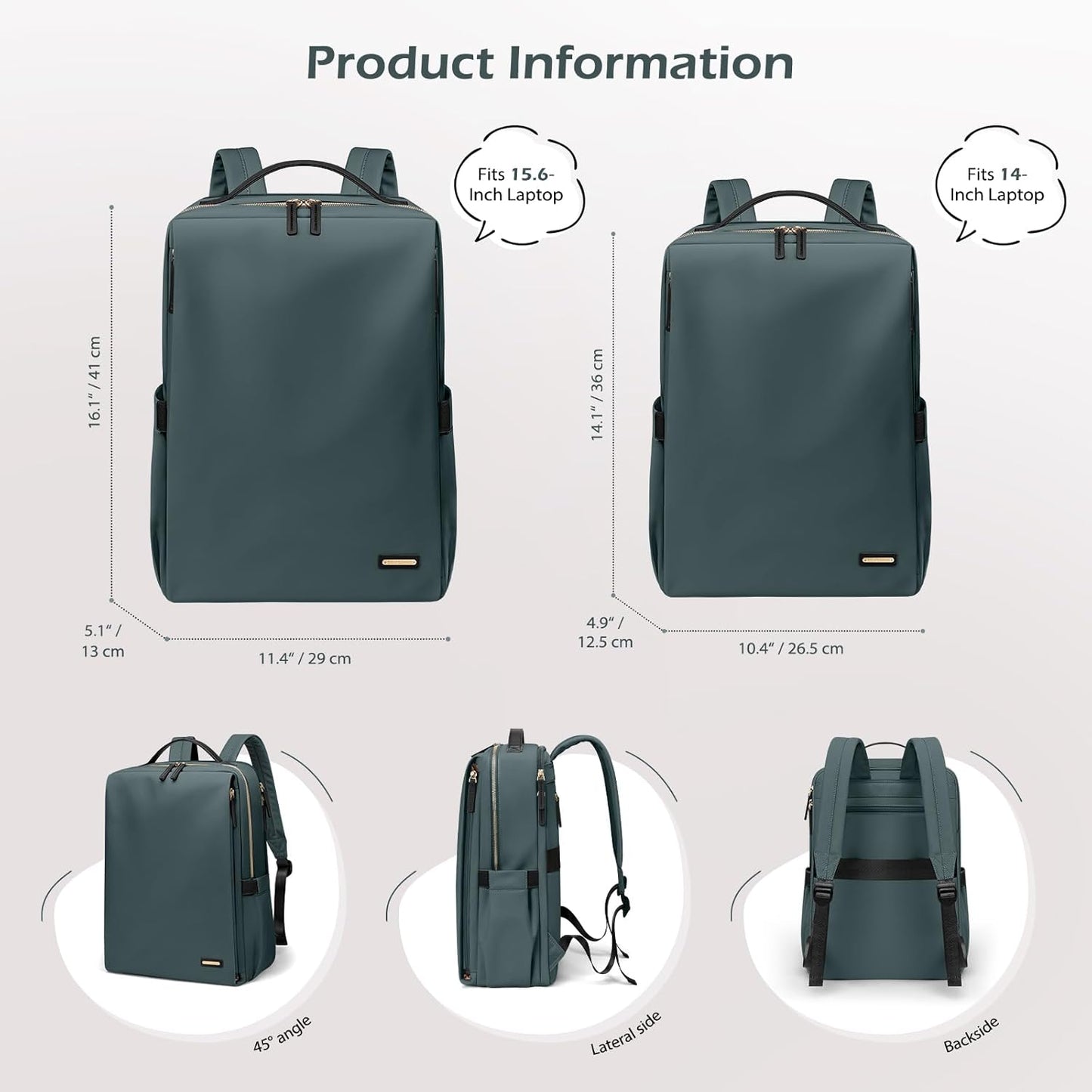 Stylish Laptop Backpack for Women Airline Approved Perfect for Work College and Travel Multi-Functional Casual Daypack Fits 15.6 Inch Notebook (Atrovirens)
