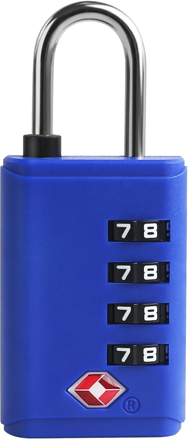 TSA Approved Locks for Luggage with Open Alert, Small Combo Lock with Code, Combination Padlock for Travel Essentials, Suitcase, Gym Locker, Cabinet, Case, Backpack, Bag Zipper (Blue)