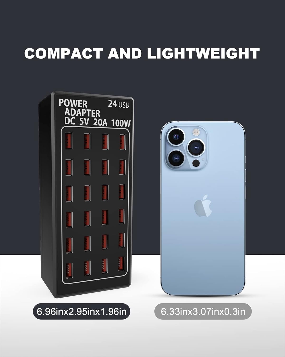 USB Charging Station,Cinlinso 24 Port 100W(20A) Multiport USB Fast Charger with Intelligent Detection for Smartphones,Tablets and More,Suitable for School Hotel Mall Shop Travel