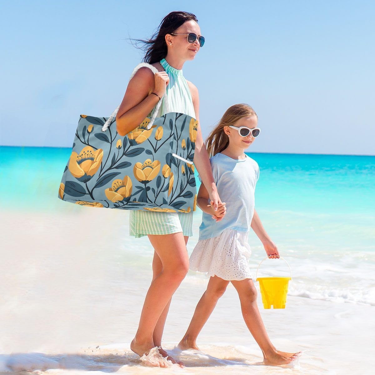 senya Large Beach Shoulder Bags Canvas Tote Water Resistant for Gym Travel Daily