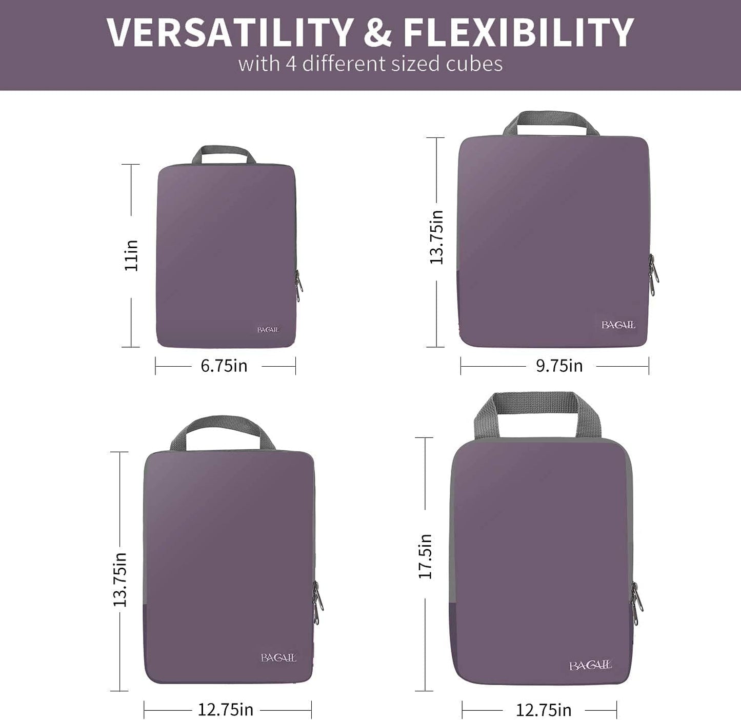BAGAIL 4 Set/6 Set/8 Set Compression Packing Cubes Travel Accessories Expandable Packing Organizers