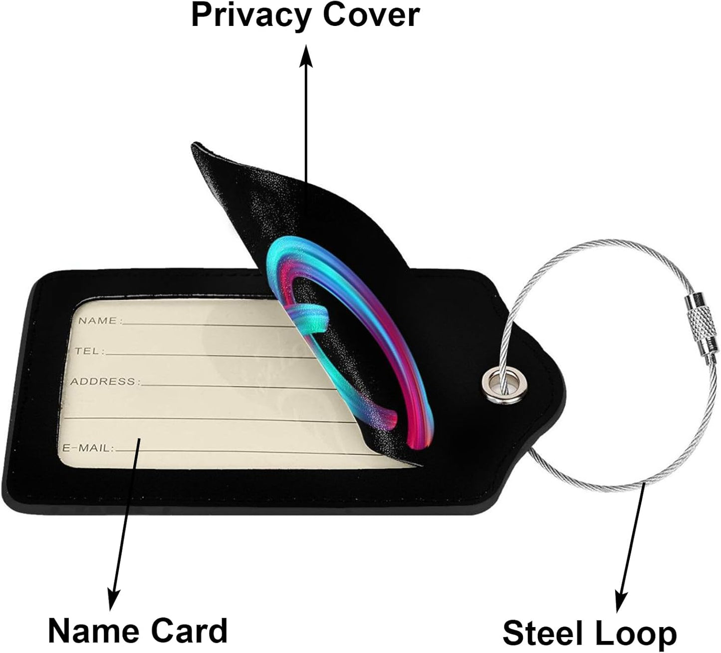 2 Pack Initial Luggage Tags for Suitcase, Colorful Letter Design Cruise Name Bag Tags, Novelty Baggage Identifiers with Full Privacy Cover, Leather ID Label for Women Men Kids Travel, Rainbow Letter Q