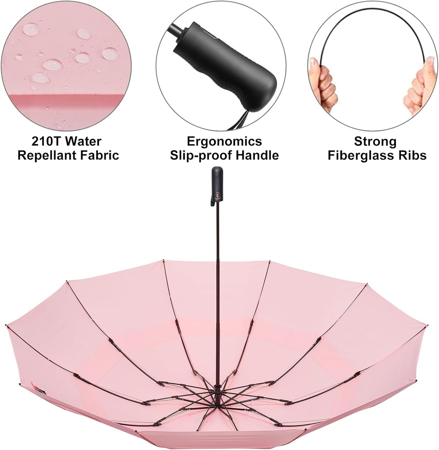 G4Free 42/46/54/62 Inch Large Golf Umbrella Compact Reverse Travel Umbrella 10 Ribs Windproof for Rain Double Canopy Automatic Open Close