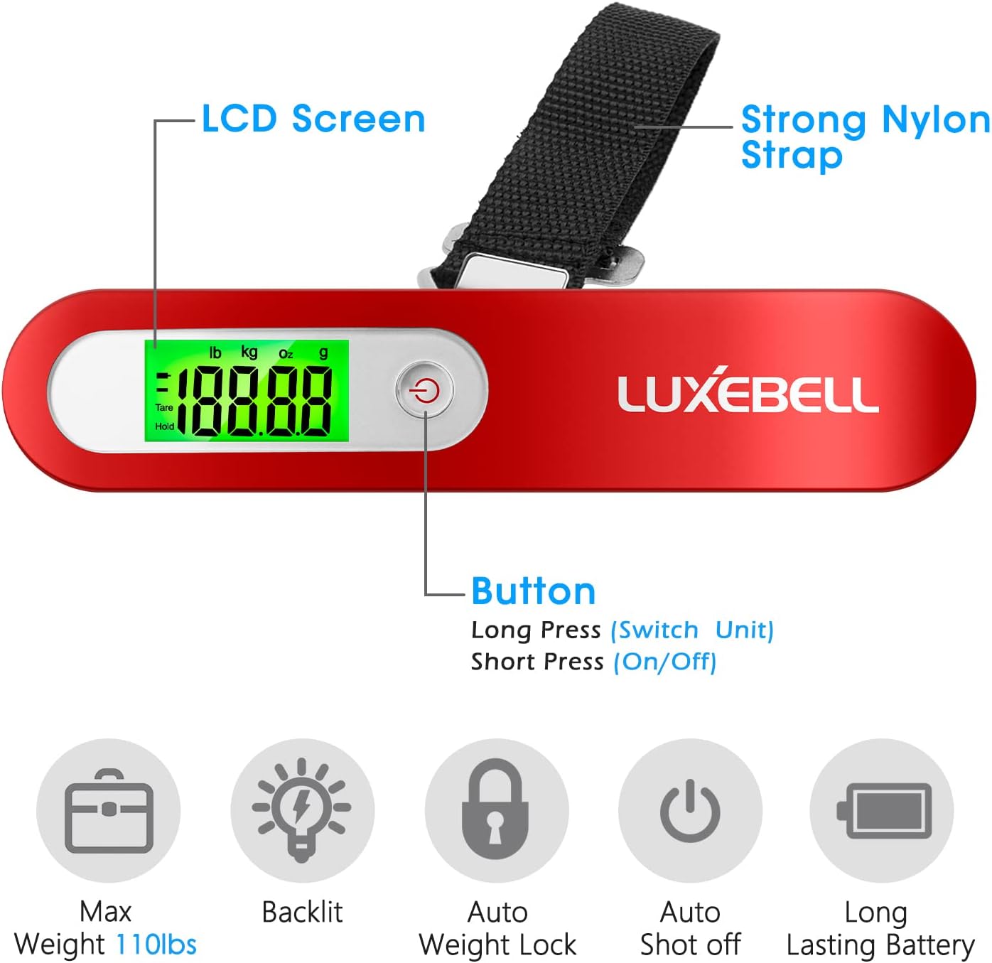 Digital Luggage Scale Vacation Travel Essentials Accessories Gifts for Traveler Portable Suitcase