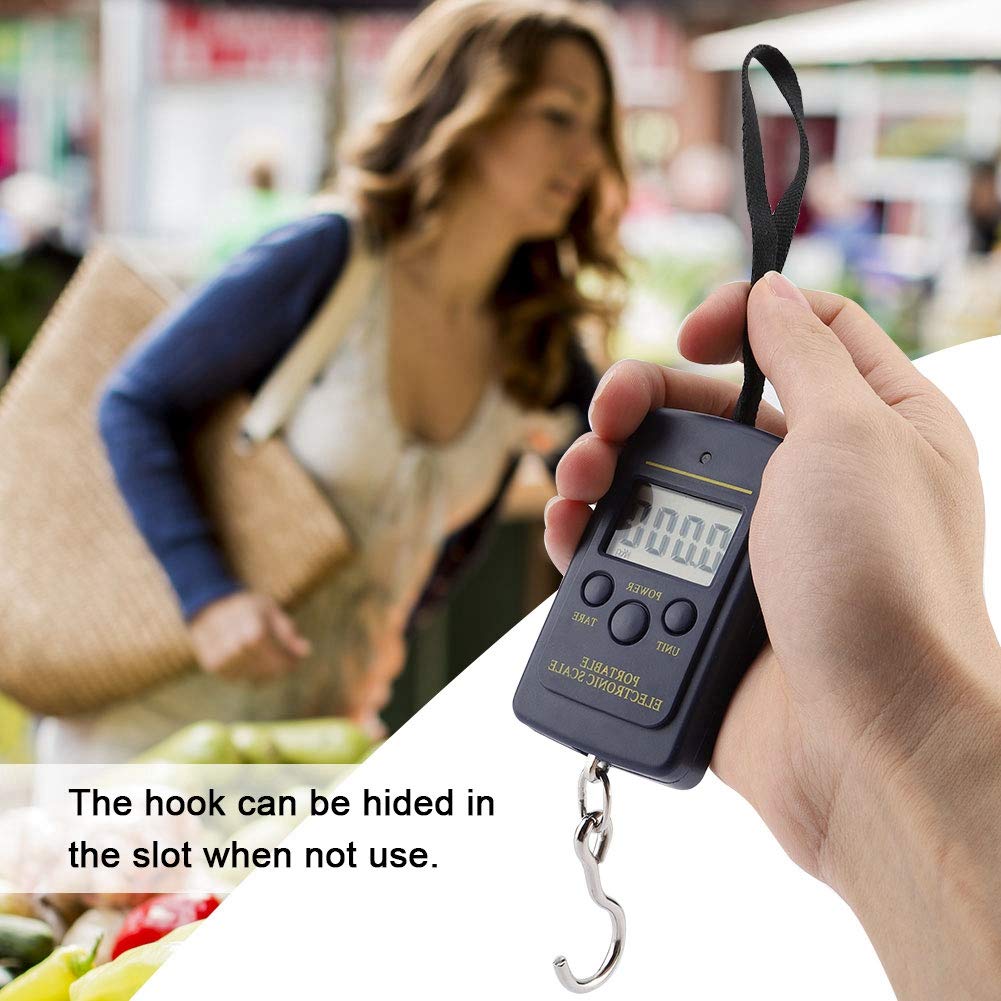 Digital Hanging Scale, 50kg/10g Portable Electronic Scale with Large LCD Display Hideable Hook for Luggage Travel Bag
