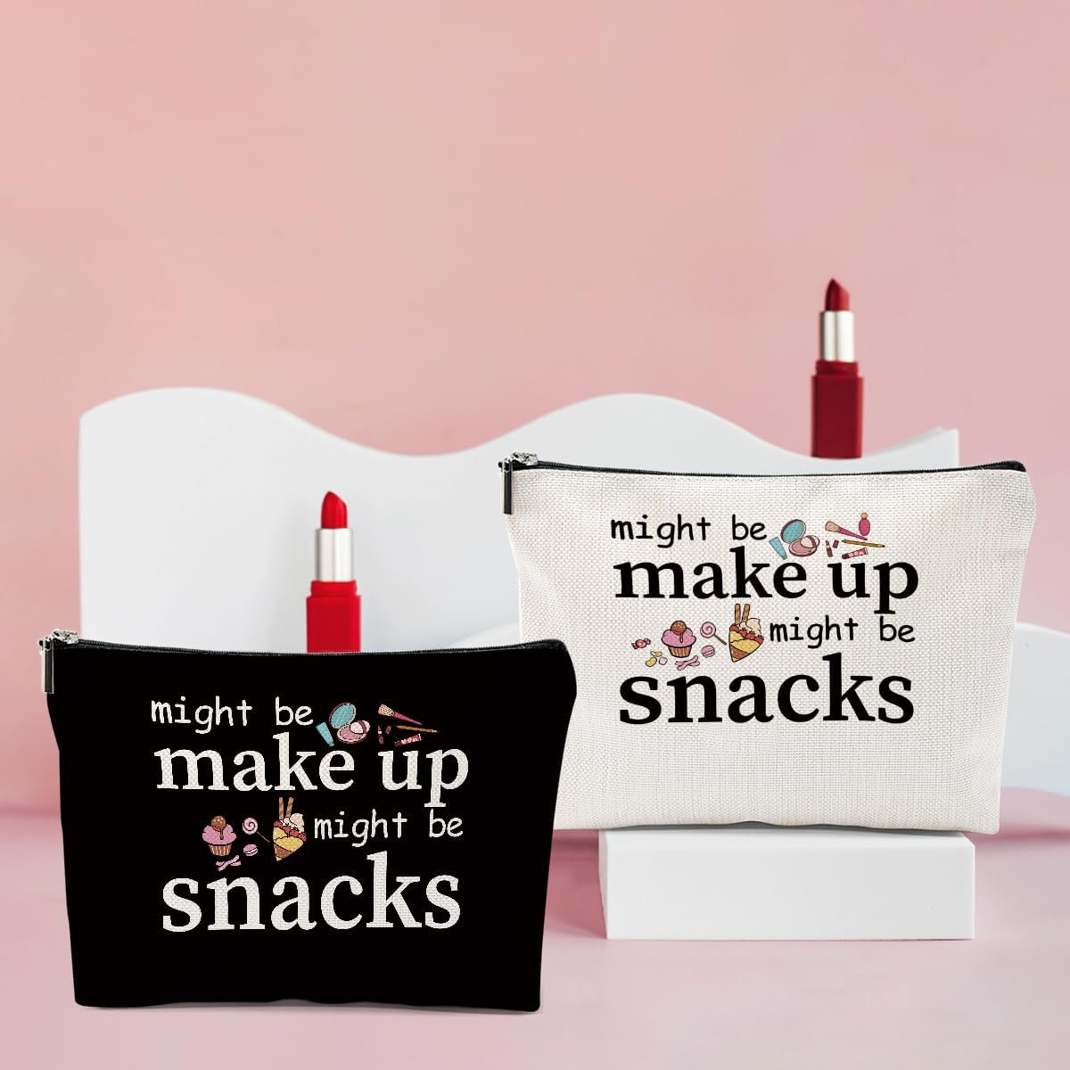 4 PCS Friend Gifts for Women Makeup Bag, Snack Bags, Funny Gifts Cosmetic Bags, Sister Birthday Christmas Graduation Friendship Gift for Daughter from Mom - might be makeup might be snacks