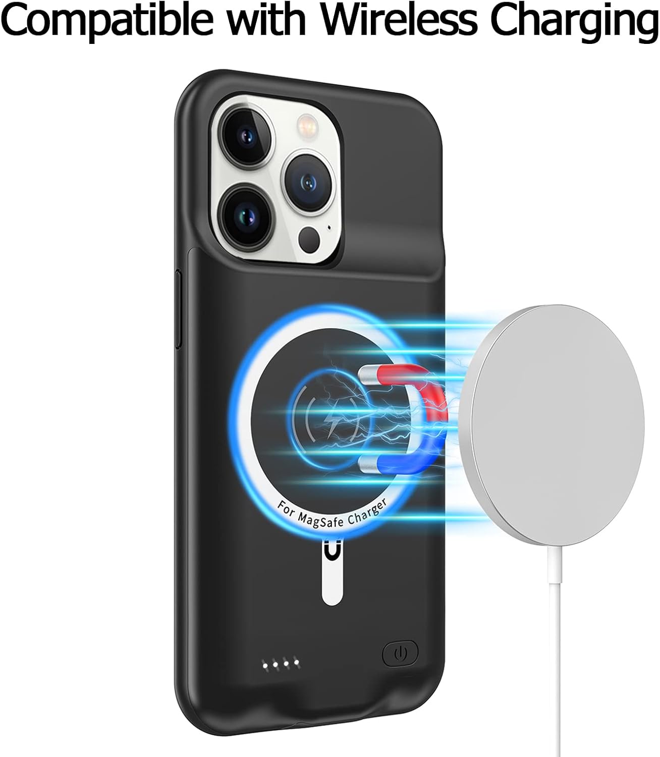 Battery Case for iPhone 13 Pro Max, Full Encircle 10800mAh High Capacity Rechargeable Portable Charger Case Extended Battery Compatible with iPhone 13 Pro Max (6.7 inch) Wireless Charging Case-Black