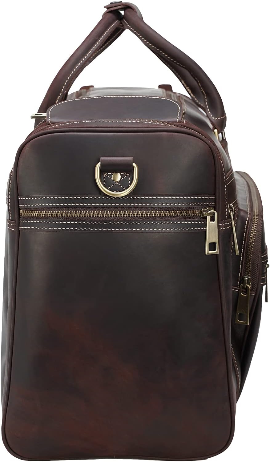 Polare 24" Retro Full Grain Leather Travel Overnight Luggage Weekender Duffel Bag with YKK Zippers