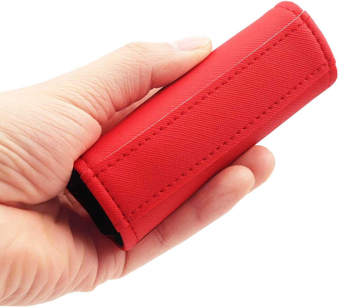 Luggage Handle Wrap 5 Pack-Leather Luggage Handle Wraps for Suitcase/Handbag/Duffel Bag/Car Bright Luggage Identfier/Handle Covers/Grips Luggage Accessories for Travel 3.0 (Red)
