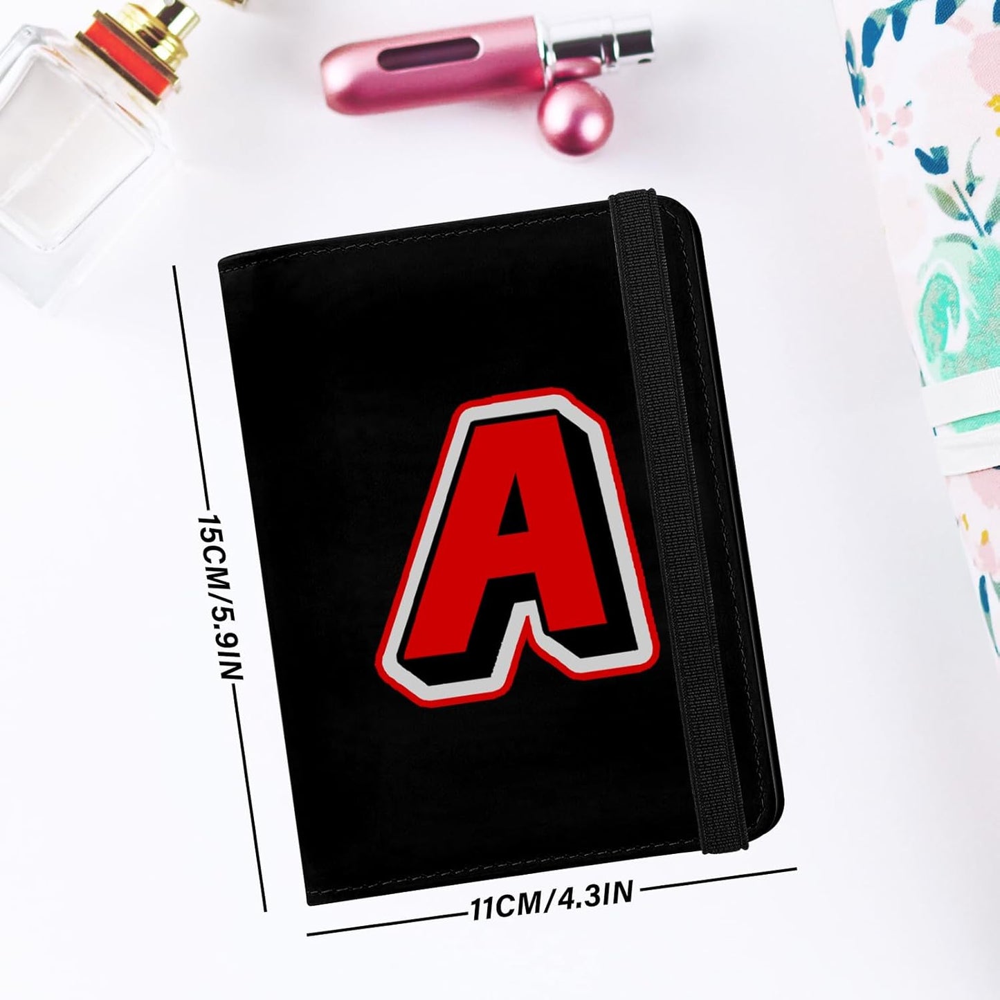 Cute Passport Holder and Holder Combo Passport Cover with Compatible Wallet Credit Card Protector RFID Blocking Women Men（Initial Monogram-A）