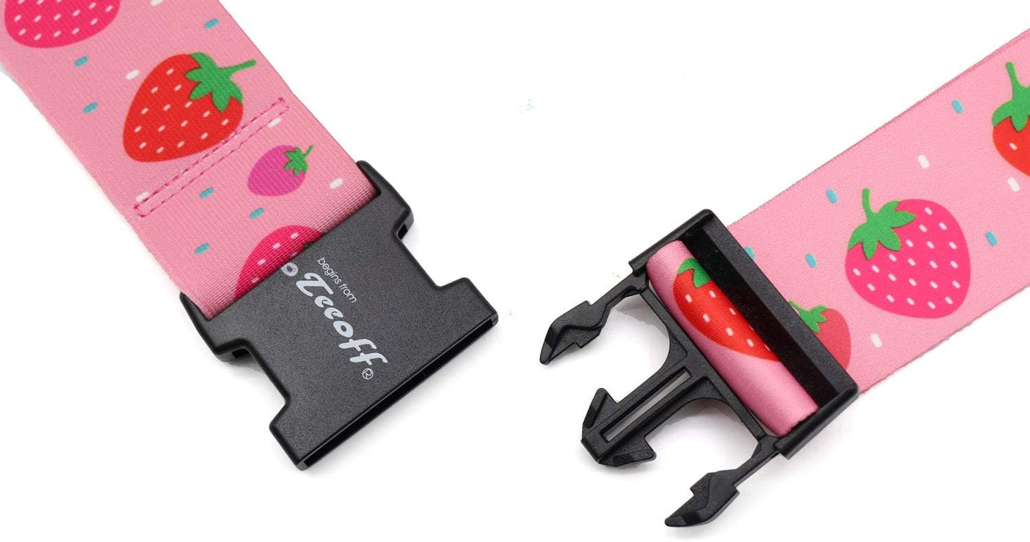 Teeoff Elastic Luggage Straps Suitcase Belts Travel Bag Accessories Adjustable 220CM (Strawberry)