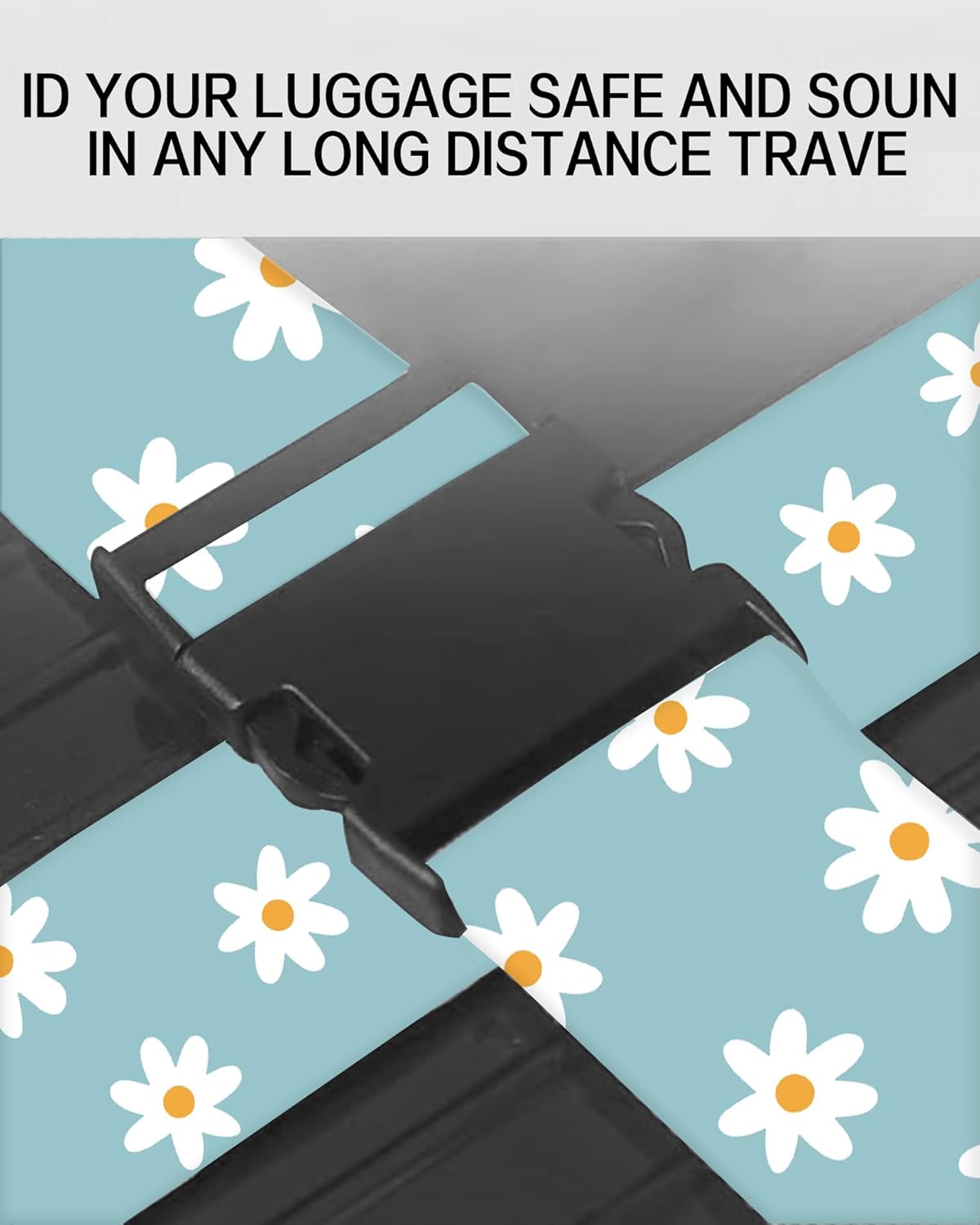 Luggage Straps for Suitcases, Adjustable Travel Belt, Durable Wide Luggage Strap, Cute Suitcase Strap Identifiers with Buckle, Bag Straps for Luggage, Cute Daisy