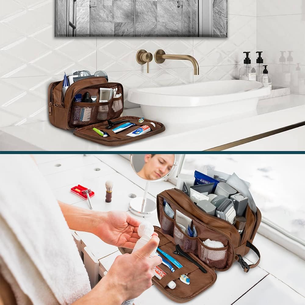 PAVILIA Toiletry Bag for Men, Travel Pouch Essentials Shaving Dopp Kit, Travel Bag Toiletries Organizer Case, Cosmetic Make Up Accessory, Water Resistant