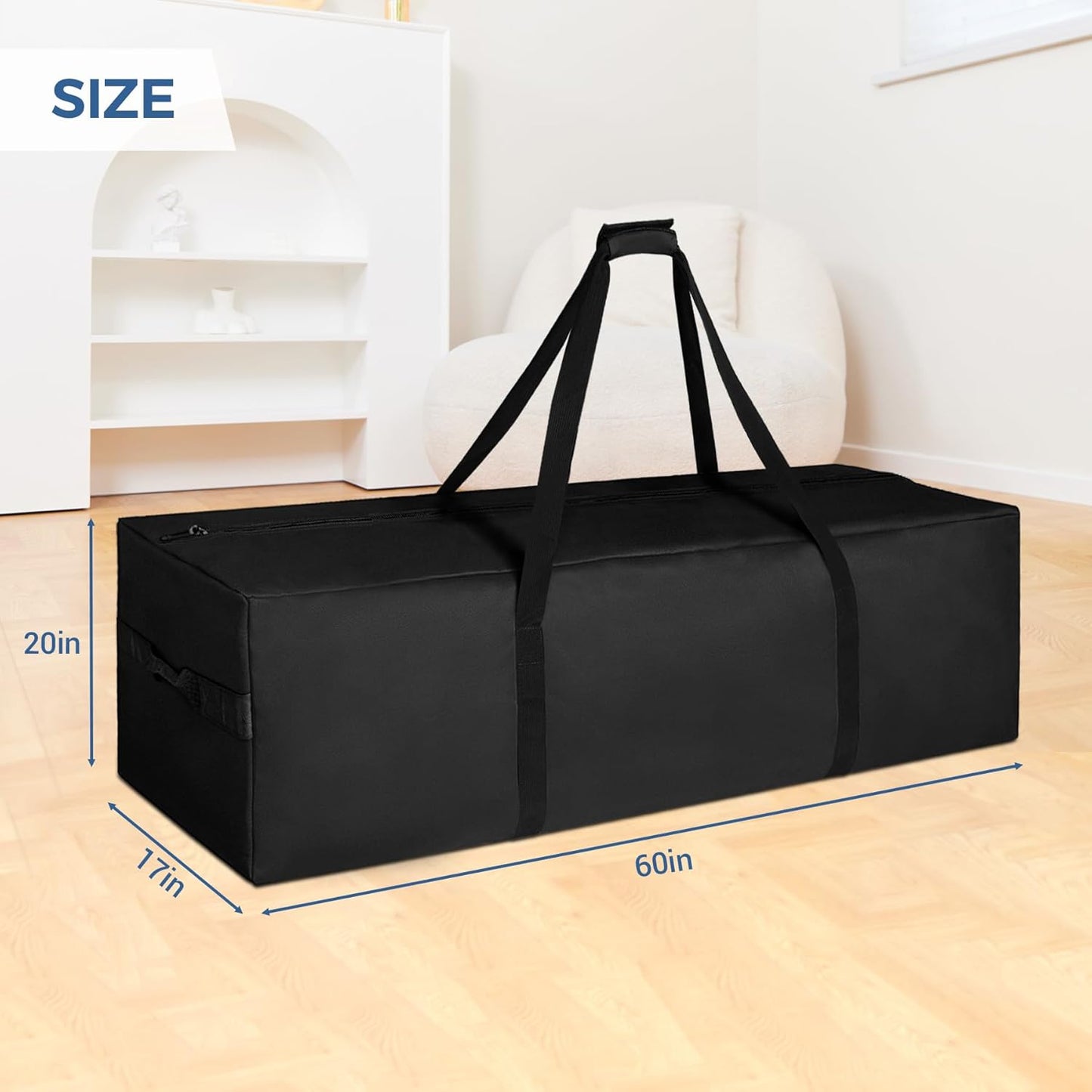COOLBEBE 60" Sports Duffle Bag - 332L 2PCS Extra Large Travel Duffel Luggage Bag with Upgrade Zipper, Sturdy & Water Resistant Long Duffle Bag for Camping Moving (Black 60inch 2Pack)