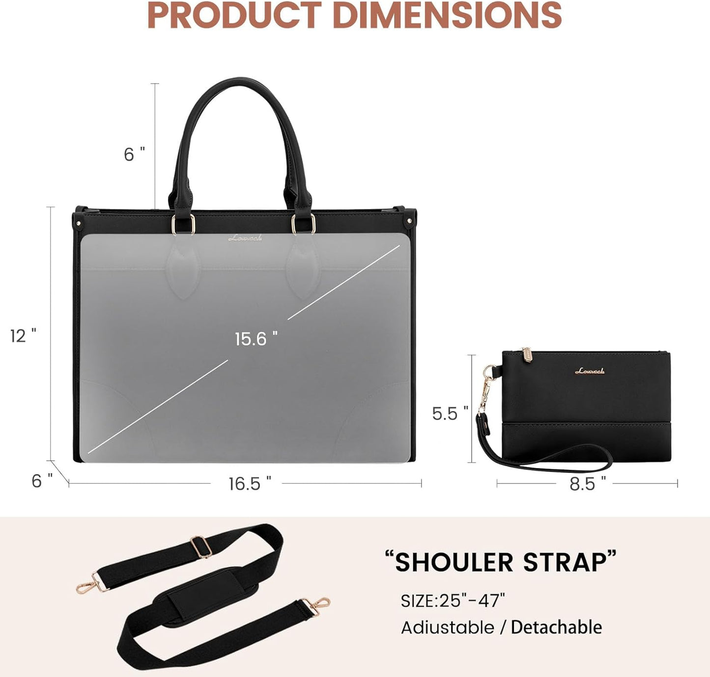 LOVEVOOK Laptop Bag for Women 15.6 lnch,Waterproof Laptops Tote Bags for Womens,Professional Work Bags for Women with Cup Holder,Large Laptop Purse Computer Briefcase Office Teacher Clutch Bag,2 PCS