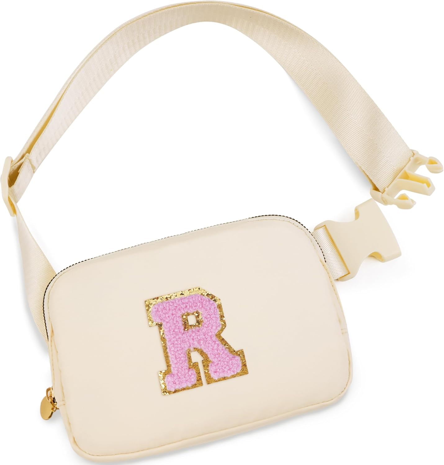 Belt Bag Fanny Pack Crossbody Bags with Initials Letter Patch Cute Stuff Birthday Gifts for Teenager Girls Trendy Stuff for Teens | Khaki,R