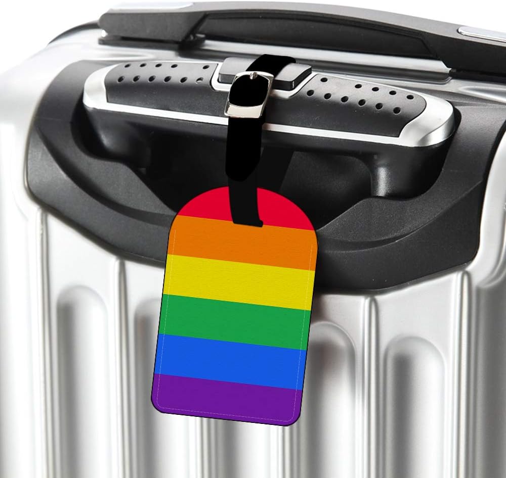 Rainbow Pride Gay Lesbian Contemporary Luggage ID Tag Carry-On Cards Leather Luggage Tag Suitcase Label - 1 pack