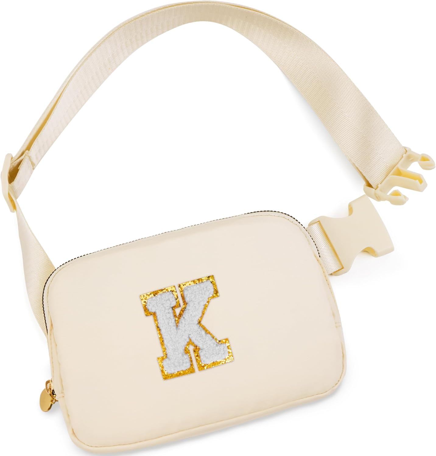 Belt Bag Fanny Pack Crossbody Bags with Initials Cute Stuff Birthday Gifts for Teenager Girls Trendy Stuff for Teens - White K,Khaki Bag