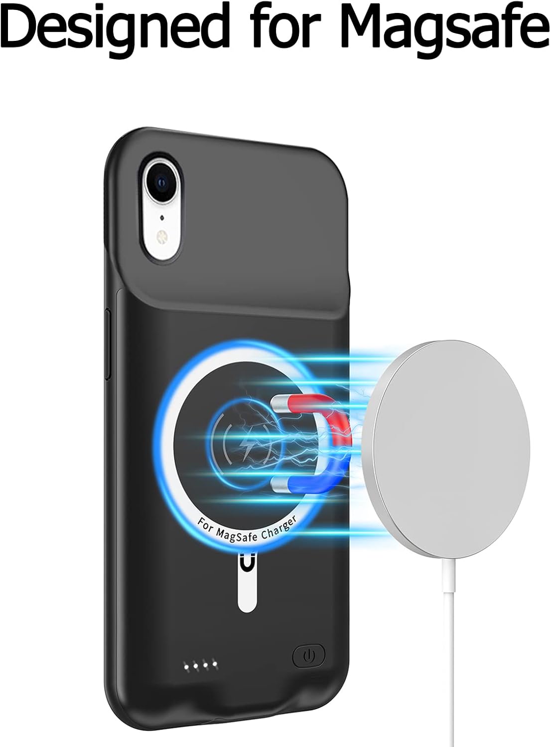 Battery Case for iPhone XR, Upgraded 10000mAh Portable Protective Charging Case with Wireless Charging Compatible with iPhone XR (6.1 inch) Rechargeable Battery Pack Charger Case with Carplay (Black)