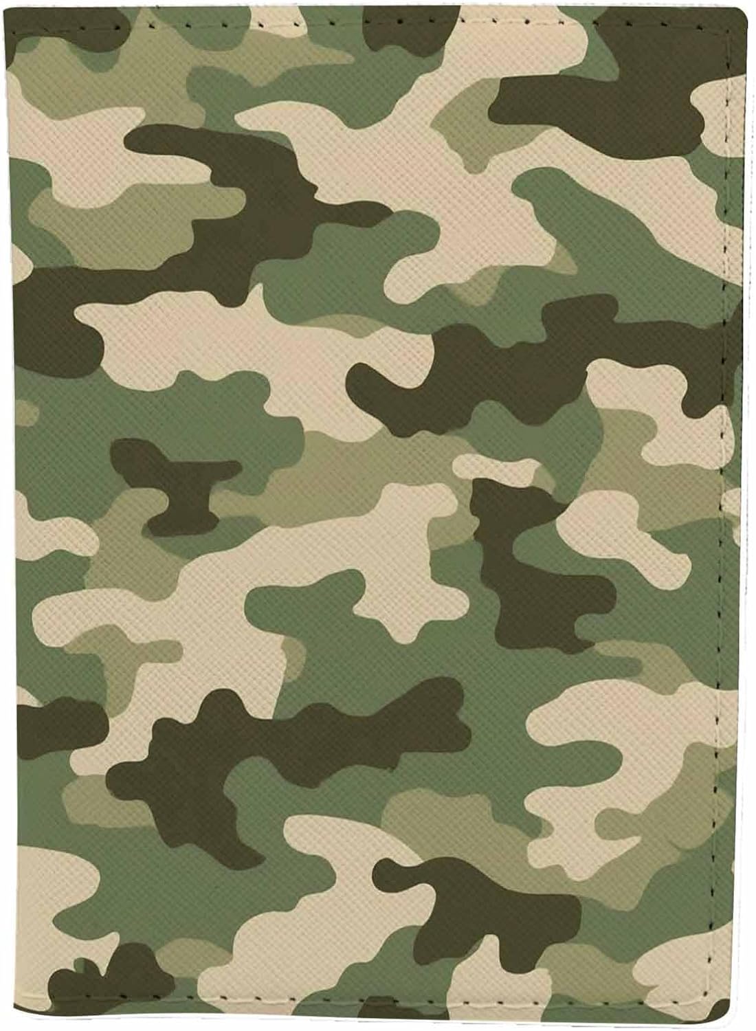 Camouflage Passport Holder for Travel Green Beige Camo Print PU Leather Passport Cover Wallet Cute Passport Card Holder for Women and Men