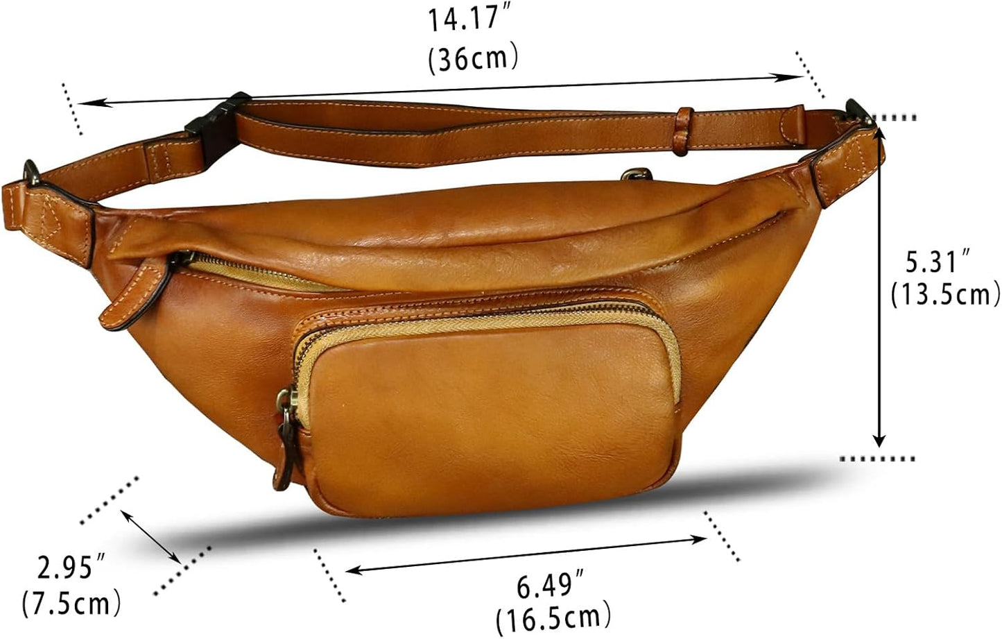 Genuine Leather Fanny Pack for Women and Men Real Leather Crossbody Sling Bag Fashion Waist Bag Chest Purse Pouch (Brown)