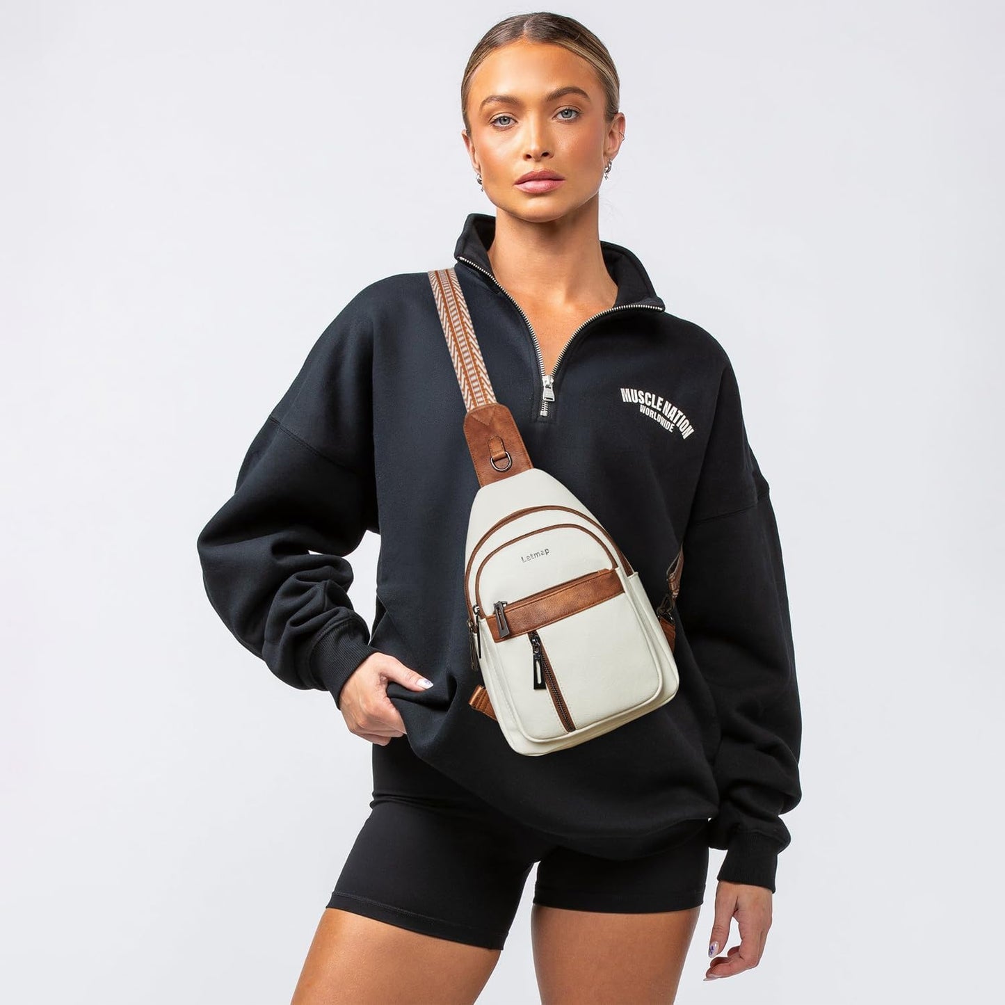 7L Sling Bag For Women Men Backpack Fanny Pack Crossbody Chest Travel Shoulder Belt Bags Purse Handbag PU Leather