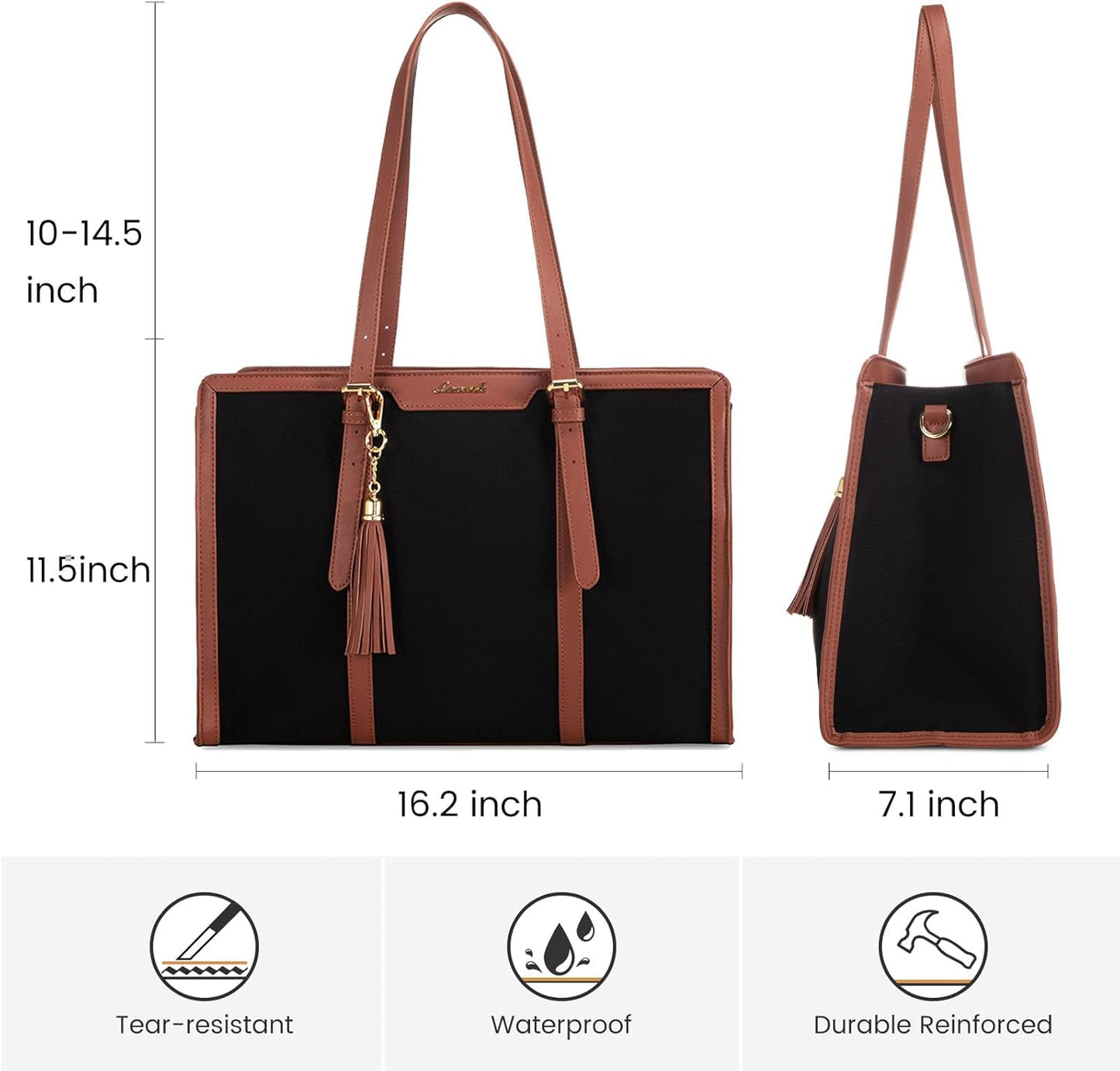 LOVEVOOK Laptop Bag for Women 15.6 inch Lightweight Canvas Laptop Tote Bag, Large Capacity Computer