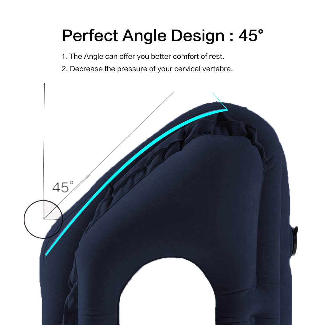 Kimiandy Inflatable Travel Pillow for Airplane, Inflatable Neck Air Pillow for Sleeping(Blue)