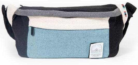 Dime Bags Oversized Fanny Pack, 100% Nepali Hemp Crossbody Waist Bag for Men & Women, Adjustable Strap, Multiple Pockets, Eco-Friendly Festival & Travel Bag, Boho & Neutral Colors, Reveller (Charcoal)